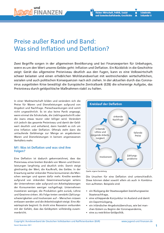 Arbeitsblatt "Preise außer Rand und Band: Was sind Inflation und Deflation?"